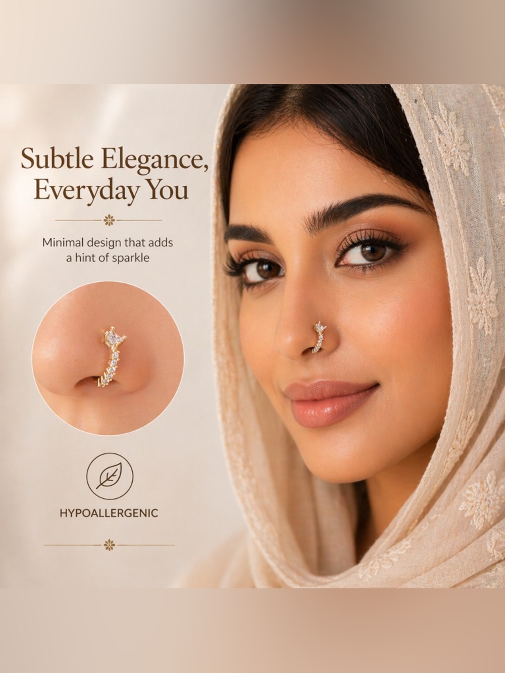 Trendy Nose Hoop ring– Hypoallergenic & Stylish nose hoop, nose ring, iced nose